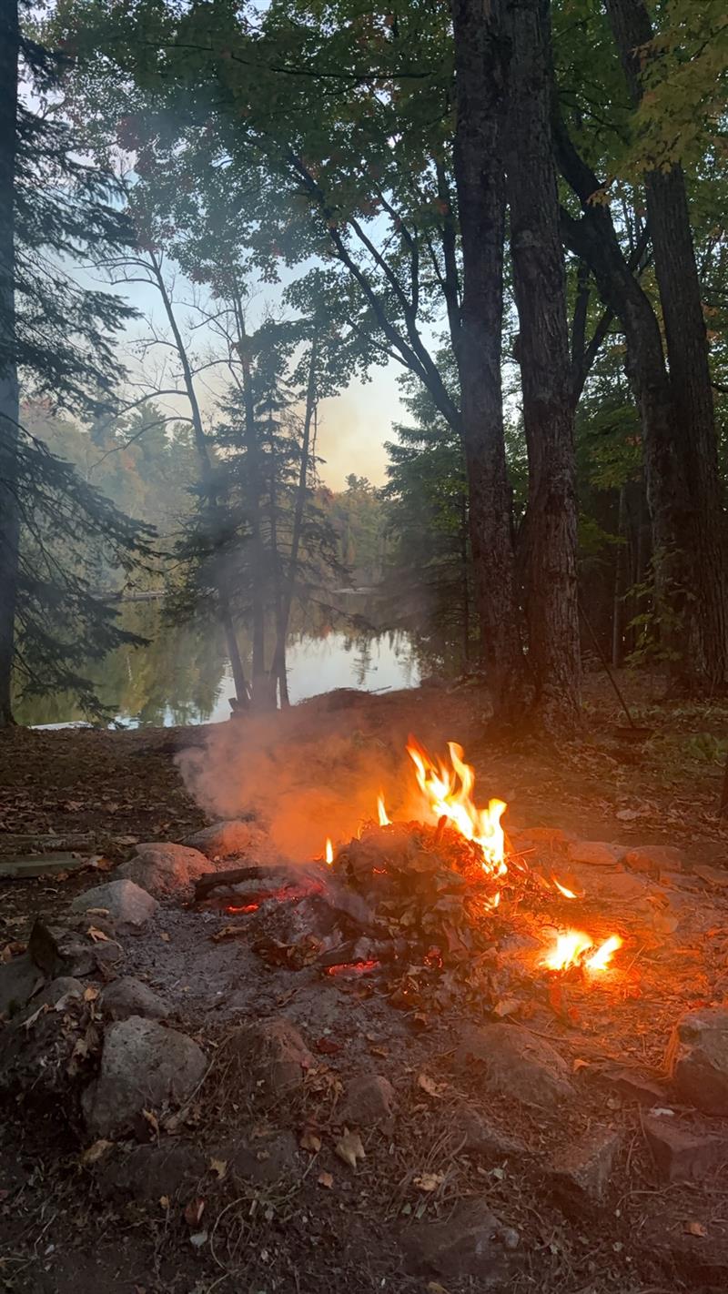 Campfire view at the family cottage